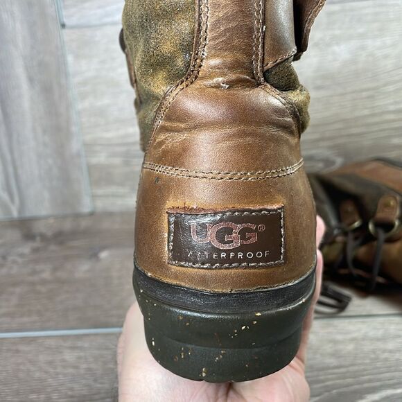 Ugg Cecile Brown Leather Lace Women’s Sz 8 Warm Shearling Waterproof Duck Boots - Picture 10 of 12